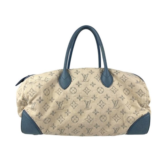 Louis Vuitton Speedy Round Canvas/Leather Shoulder Bag, White/Blue,